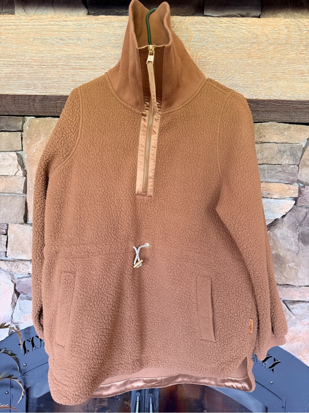 Varley Women's Tan Sherpa Zip Pullover Jacket